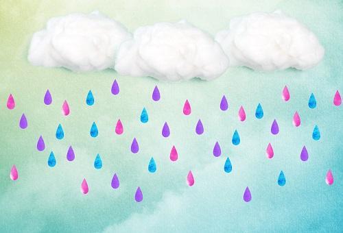Kate Clouds And Colored Rain Baby Shower Backdrop for Photography designed by Jerry_Sina