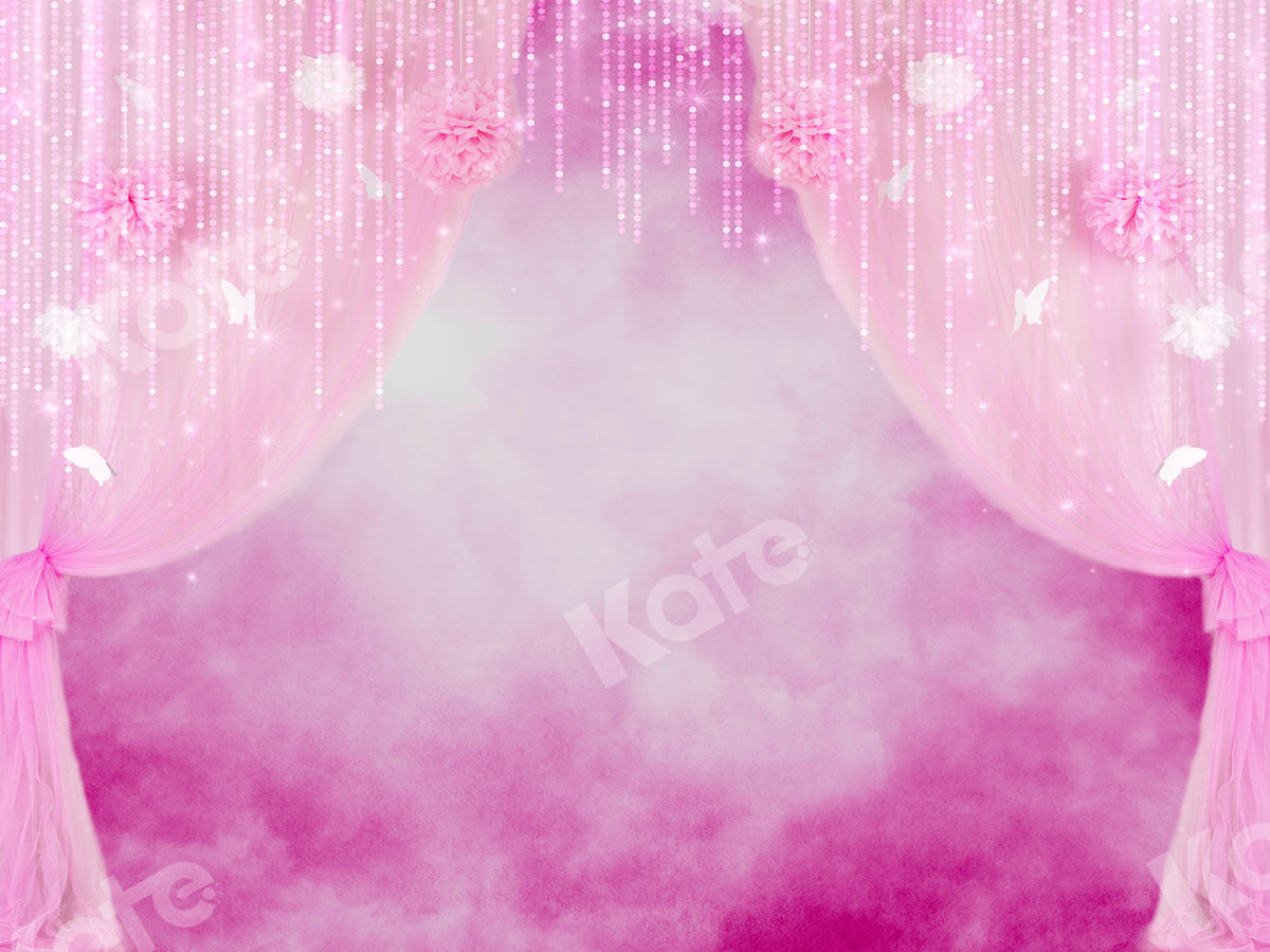 Kate Cake Smash Girly Pink Curtain Backdrops Designed by Ava Lee