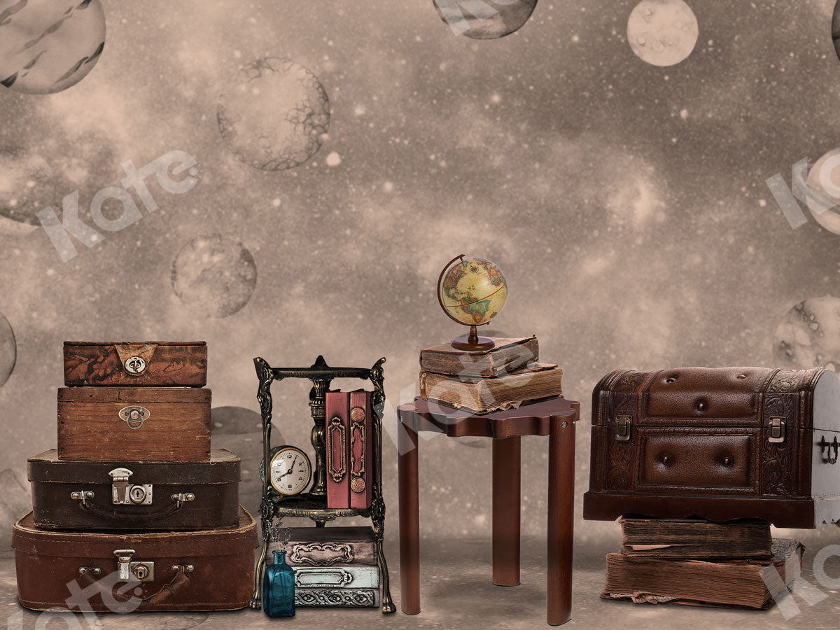 Kate Vintage Suitcase and Book Travel with me Back to School Backdrop for Children Designed By Ava Lee