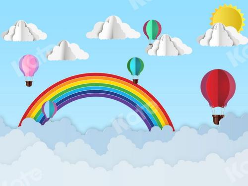 Kate Origami Hot Air Balloon Rainbow Cake Smash Backdrop Designed By Ava Lee - Kate Backdrop AU