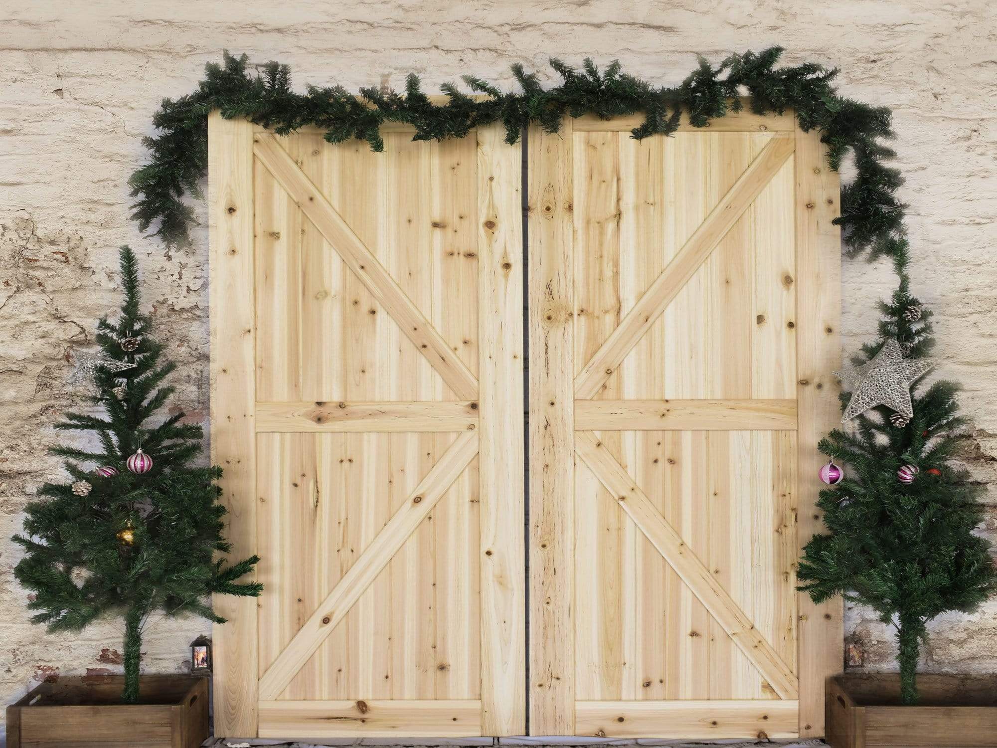 Kate Christmas Barn Door Pinetrees Decorations Backdrop Designed By Jerry_Sina