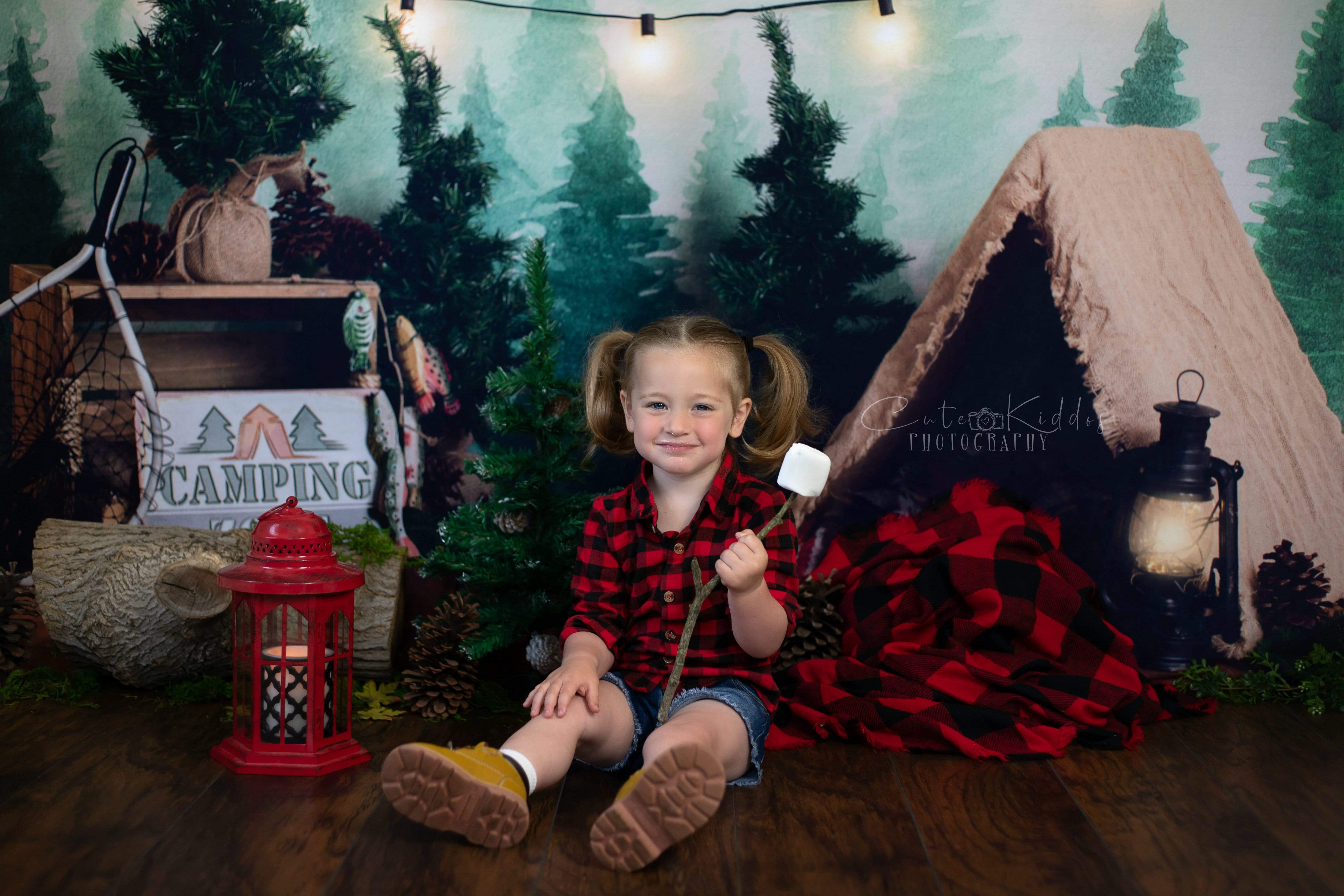 Kate Forest Camping Children Summer Backdrop for Photography Designed by Megan Leigh Photography