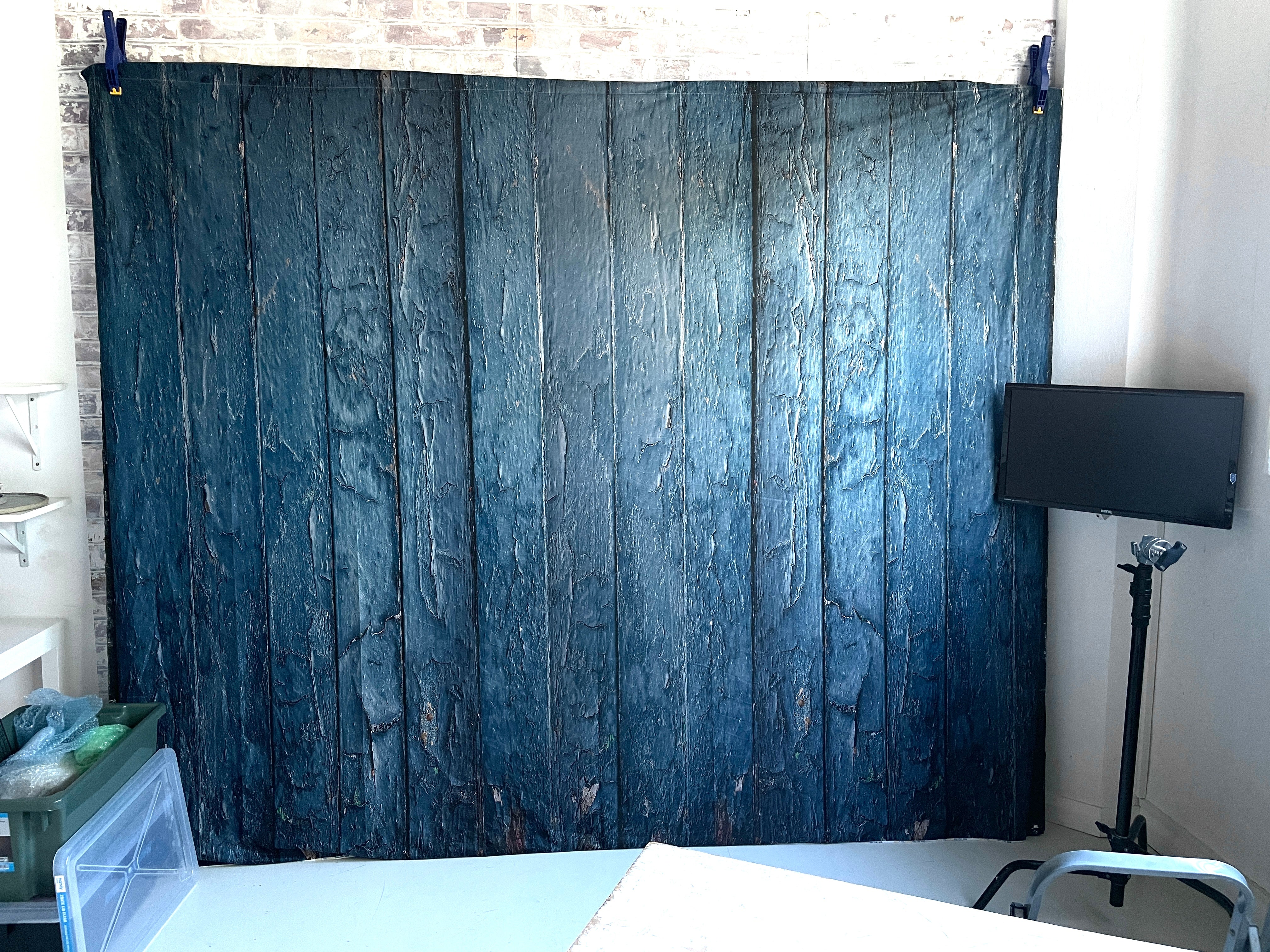 Kate Vintage Blue Backdrop Wood Grain for Photography