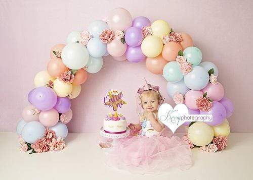 Kate Spring Balloons Rainbow with Flowers for Children Backdrop for Photography Designed by Kerry Anderson
