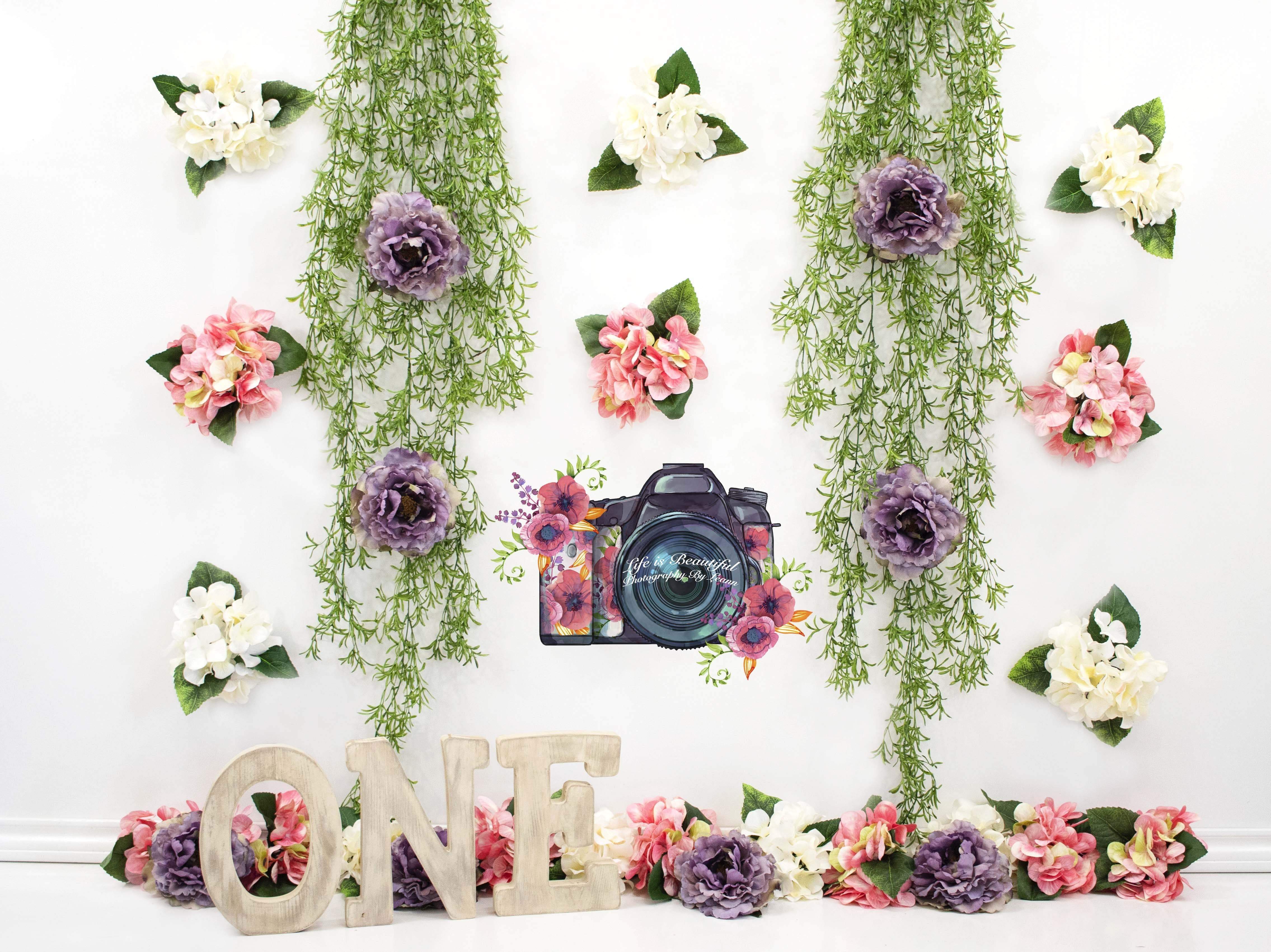 Kate 1st Birthday Flower Grass Decoration Backdrop for Photography Designed By Leann West - Kate Backdrop AU