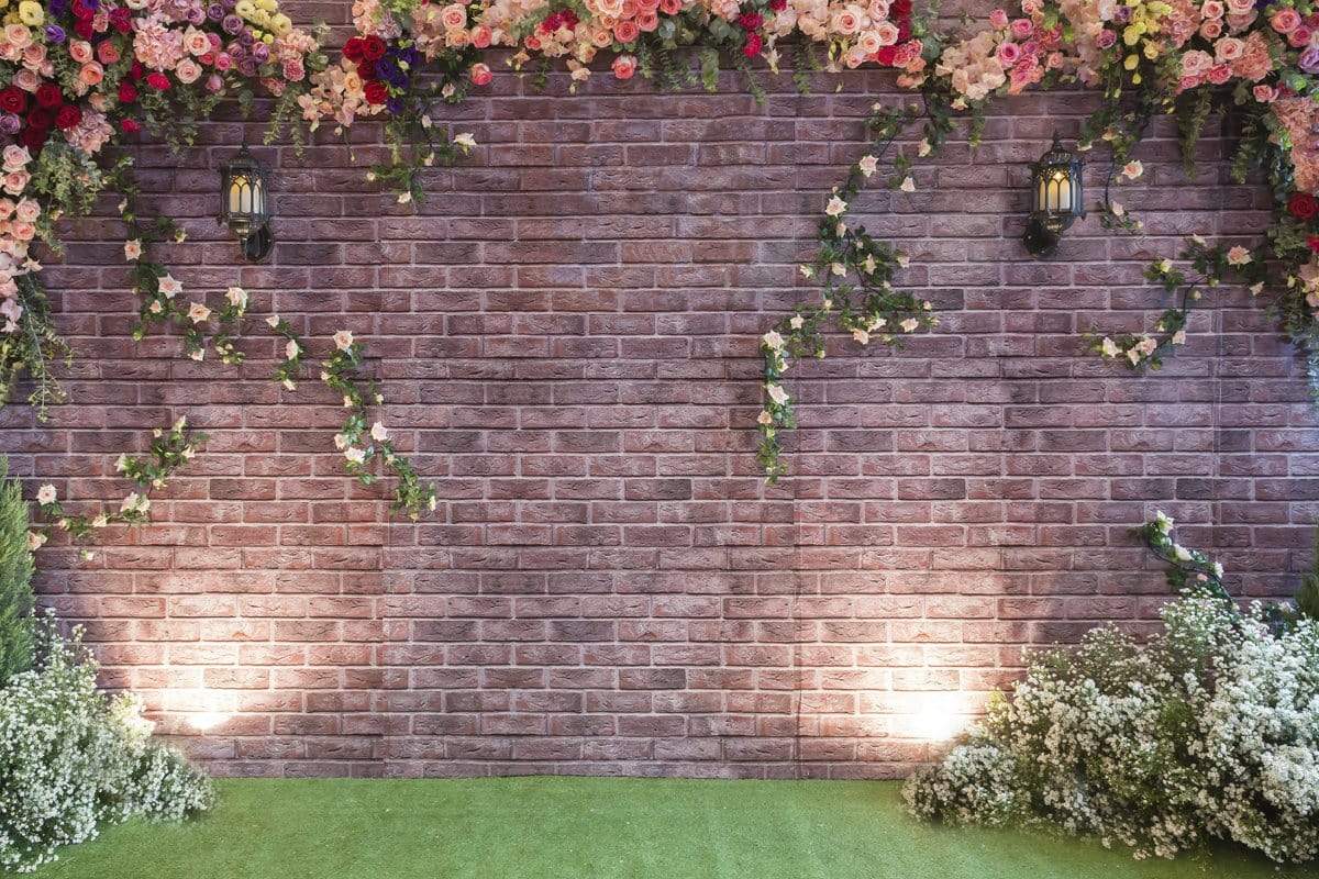Katebackdrop£ºKate Flower Brick Backdrop for wedding background