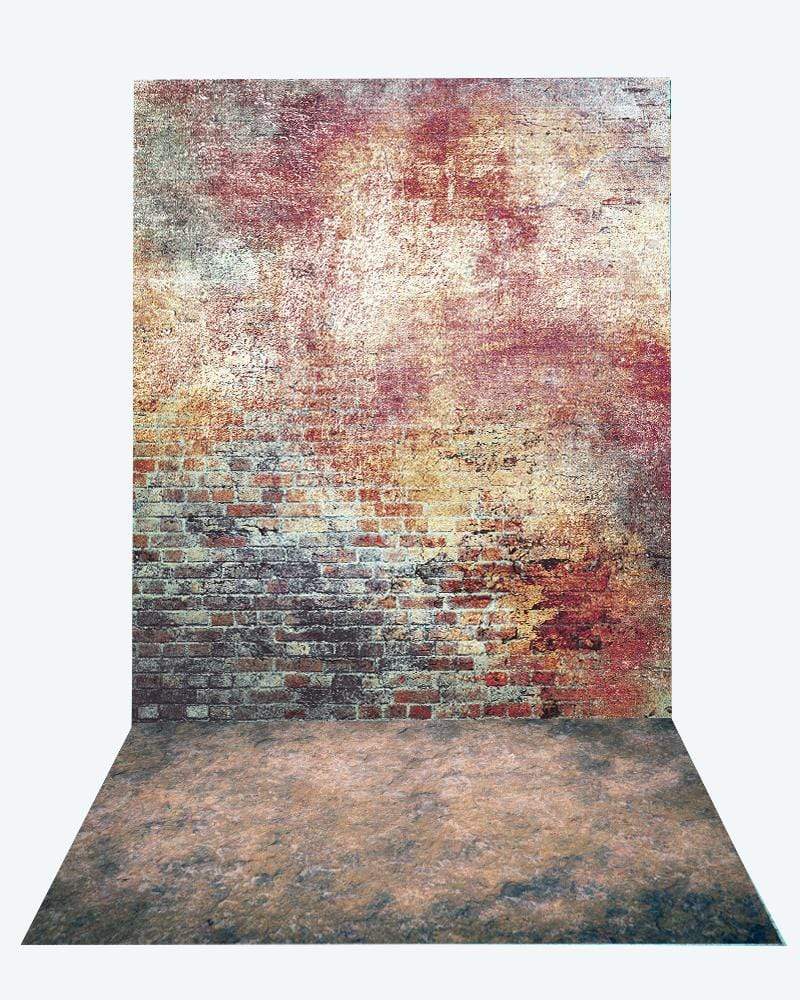 Katebackdrop：Kate Retro Brick backdrop + texture stone floor mat