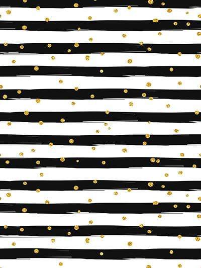 Kate Black and White Stripe with Golden Dots  Backdrop Birthday/Event
