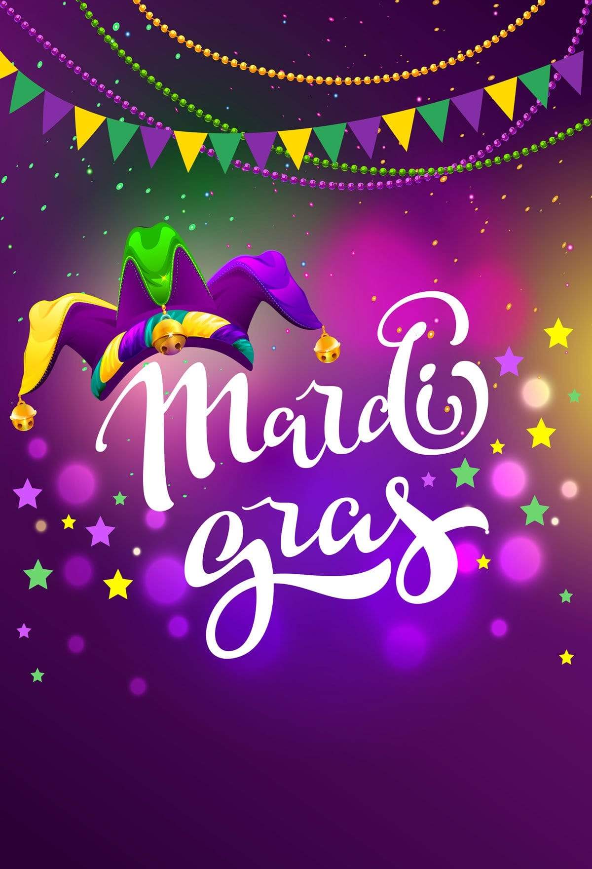 Kate Carnival Mardi Gras Bokeh Background With Clown Hat for Photography - Kate Backdrop AU