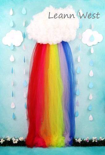 Kate Rainy Spring Rainbow Flowers Children Backdrop Designed by Leann West - Kate Backdrop AU