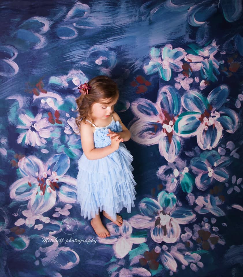 Kate Fine Art Blue Flowers in Clusters Backdrop for Photography - Kate Backdrop AU