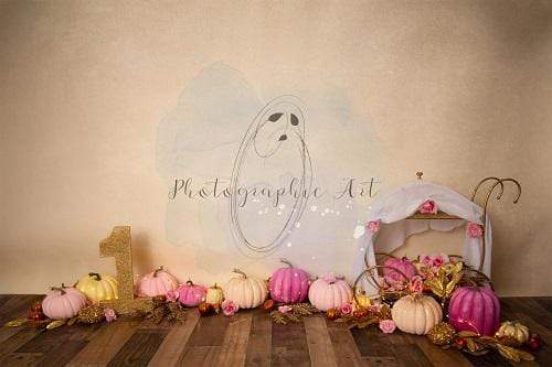 Kate 1st Birthday Pink and Gold Pumpkins Backdrop Designed by Jenna Onyia