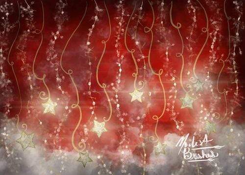 Kate Shining Stars Red Christmas Backdrop Designed by Modest Brushes - Kate Backdrop AU