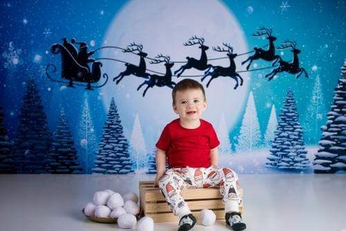 Kate Winter Christmas with Moon and Reindeer Backdrop for Photography