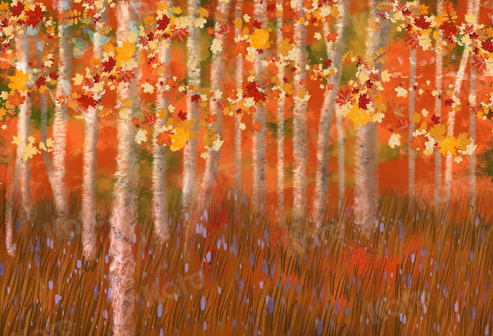 Kate Autumn Backdrop Forest Leaves Oil Painting for Photography - Kate Backdrop AU