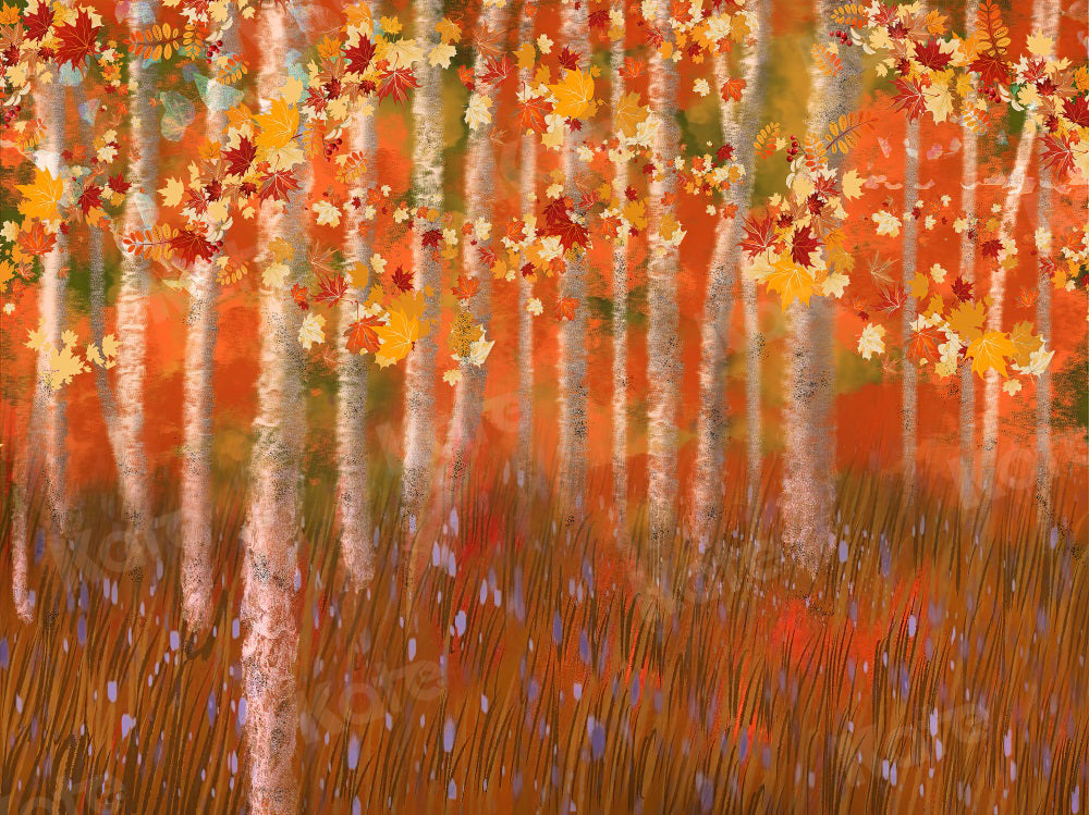 Kate Autumn Backdrop Forest Leaves Oil Painting for Photography
