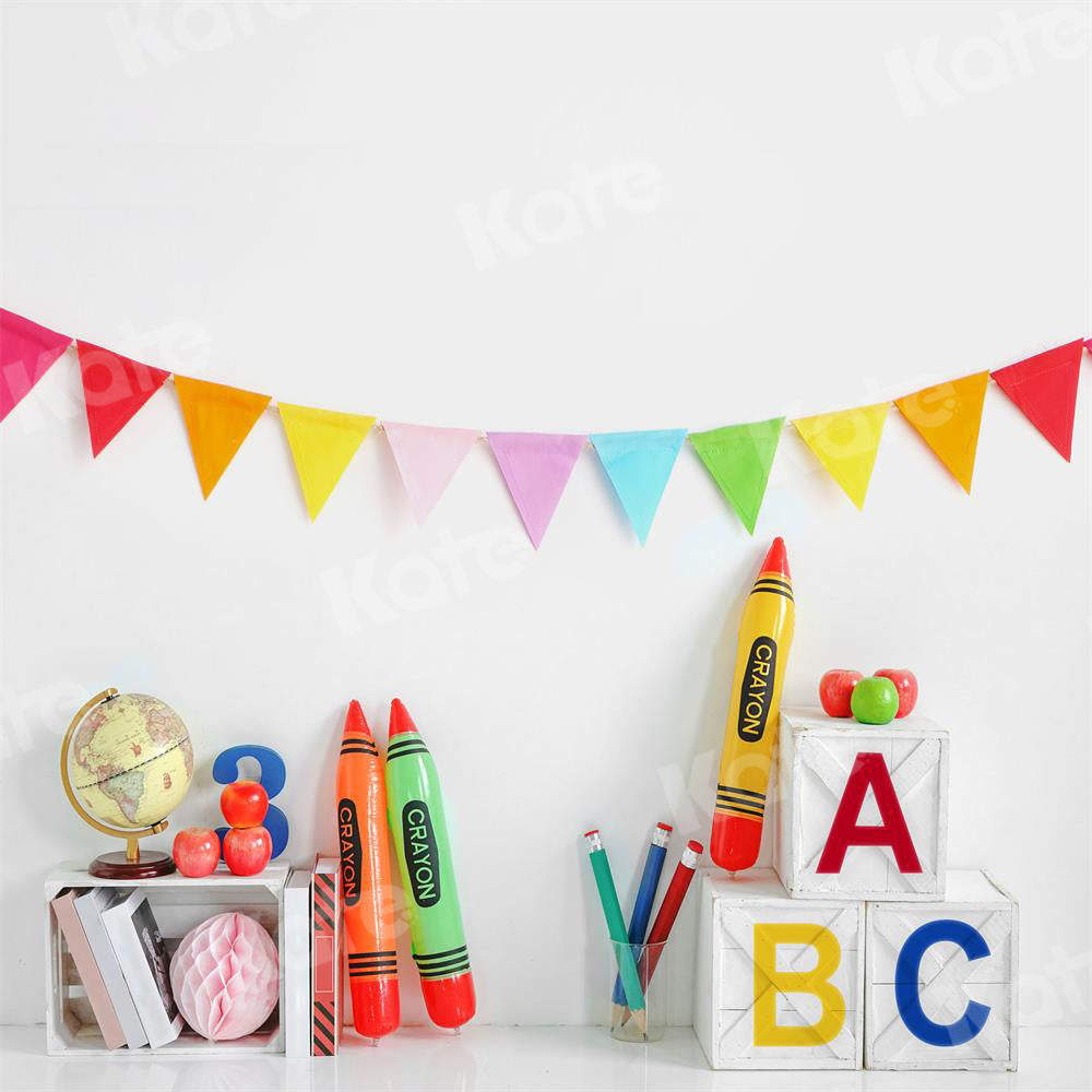 Kate Back to School Backdrop Crayon for Photography - Kate Backdrop AU