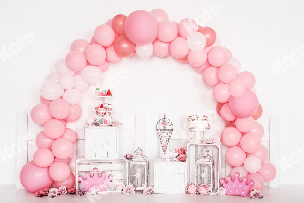 Kate Birthday Balloons Backdrop Pink Cake Smash Designed by Emetselch