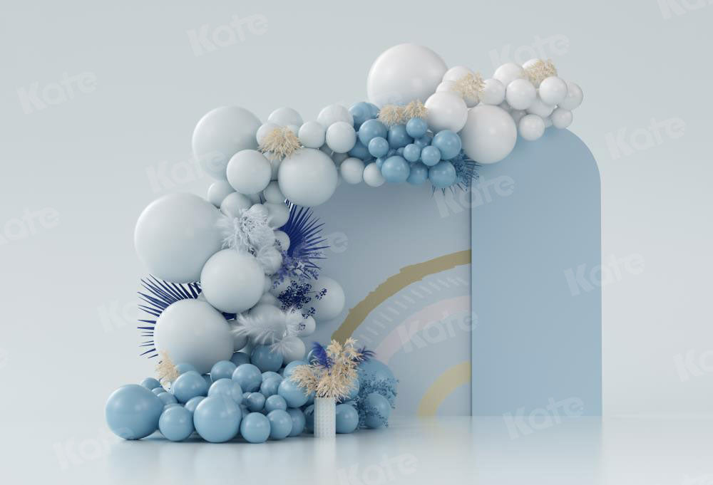 Kate Boho Balloons Backdrop Blue Cake Smash Designed by Uta Mueller Photography - Kate Backdrop AU
