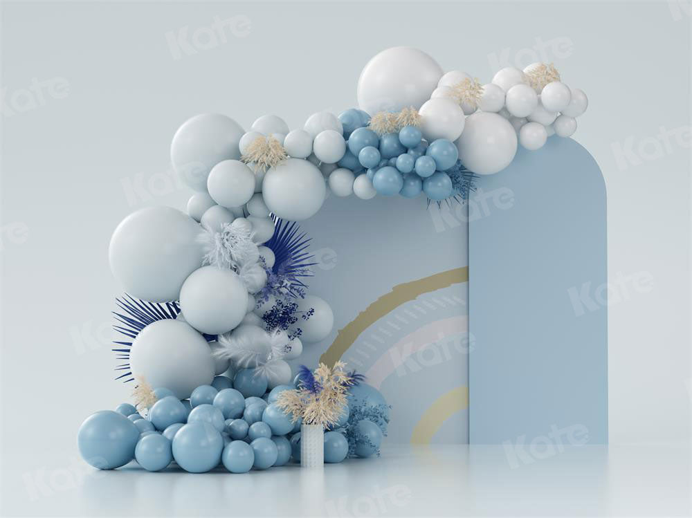 Kate Boho Balloons Backdrop Blue Cake Smash Designed by Uta Mueller Photography - Kate Backdrop AU