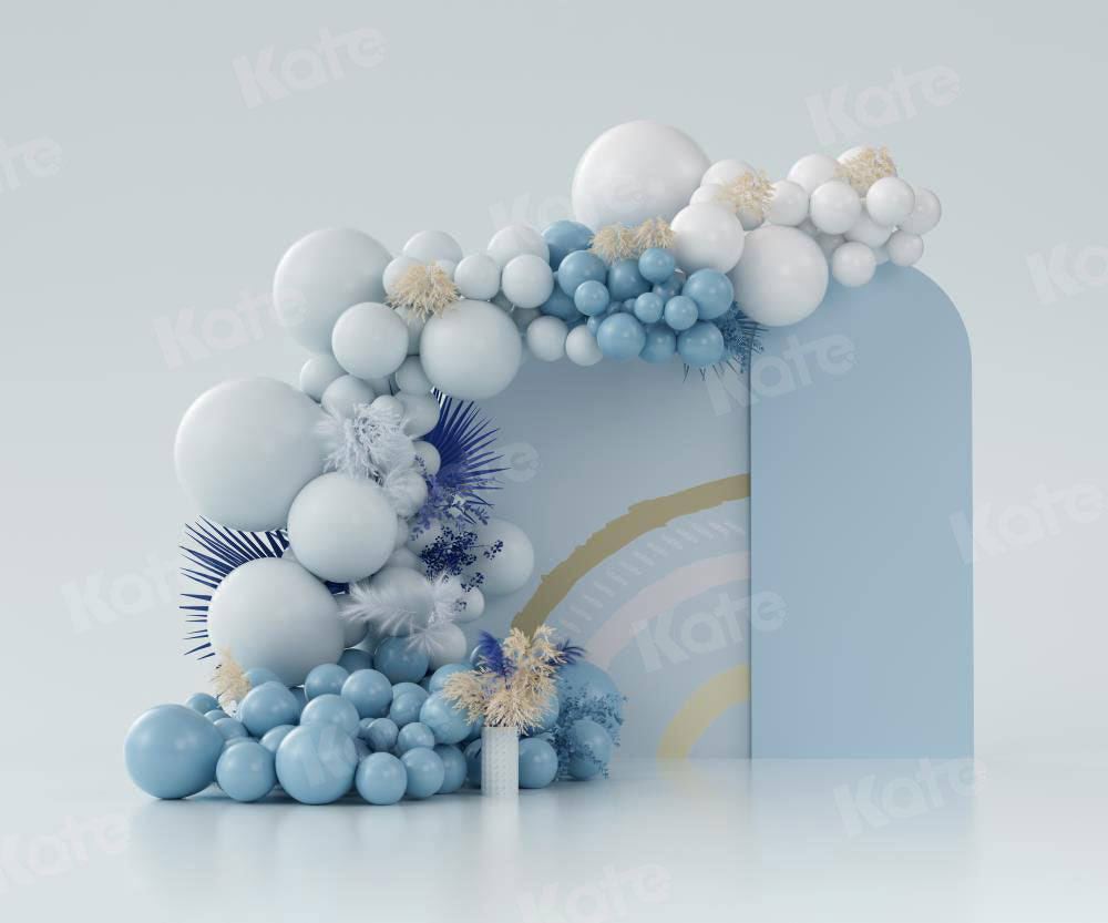 Kate Boho Balloons Backdrop Blue Cake Smash Designed by Uta Mueller Photography - Kate Backdrop AU