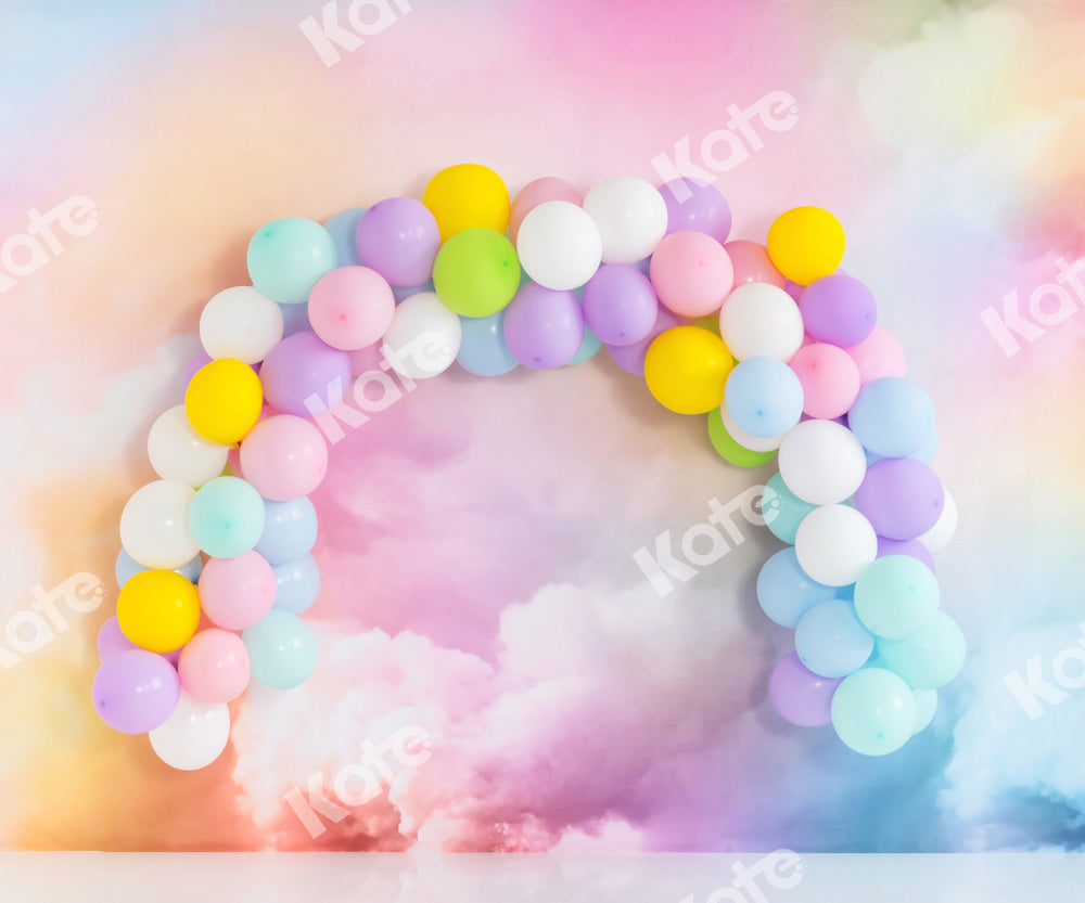 Kate Cake Smash Backdrop Fantastic Colorful Cloud Balloons Arch Designed by Emetselch - Kate Backdrop AU