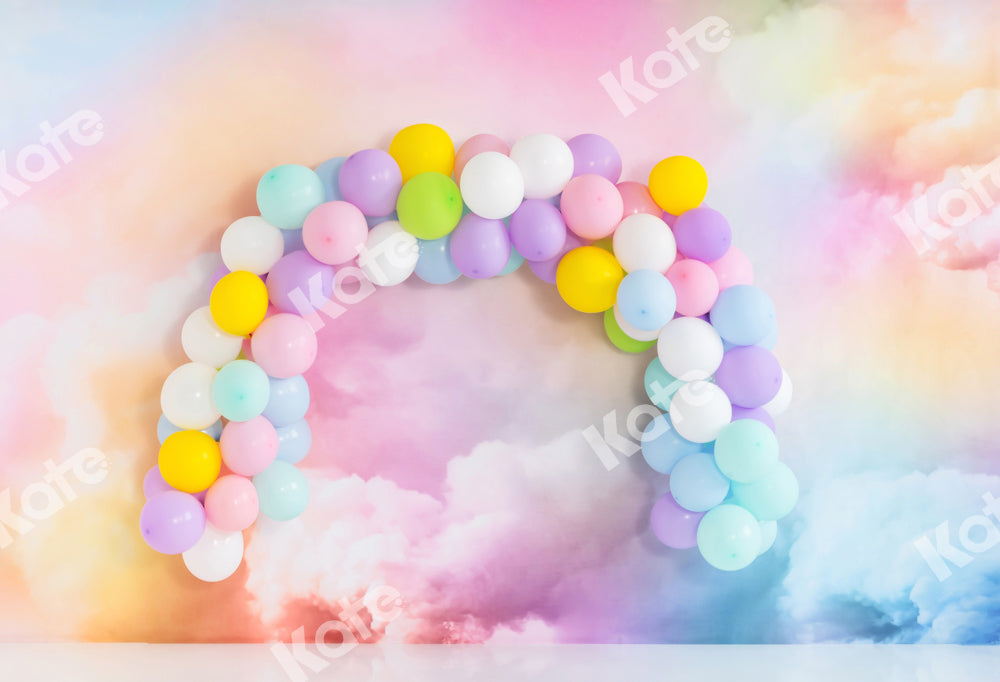 Kate Cake Smash Backdrop Fantastic Colorful Cloud Balloons Arch Designed by Emetselch - Kate Backdrop AU
