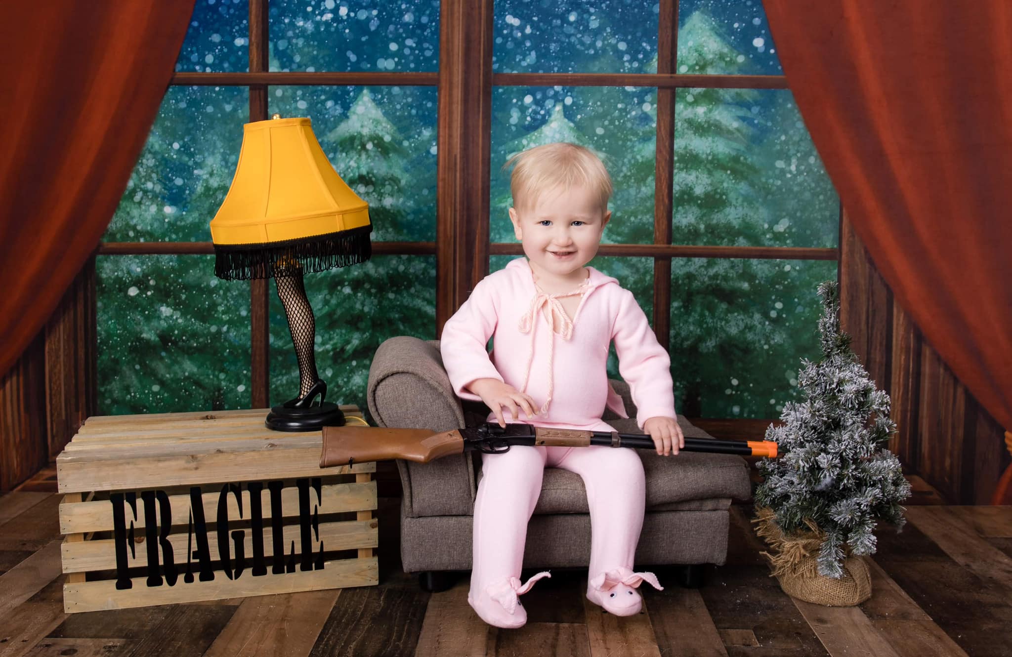 Kate Christmas Window Snow Night Backdrop Designed by Jia Chan Photography - Kate Backdrop AU