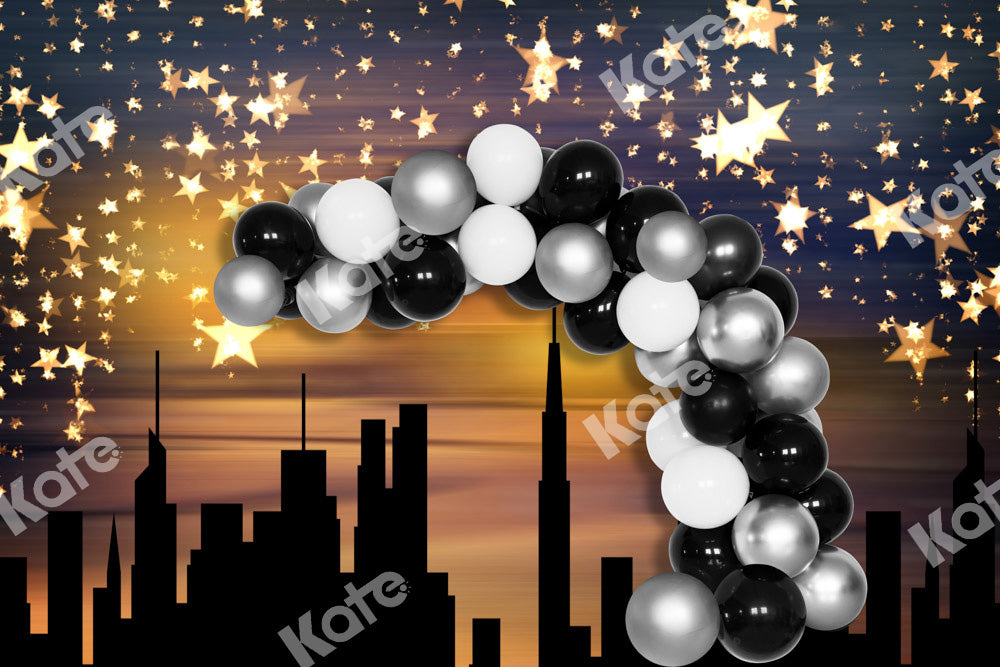Kate City Evening Backdrop Birthday Party Balloon Stars Designed by Chain Photography - Kate Backdrop AU