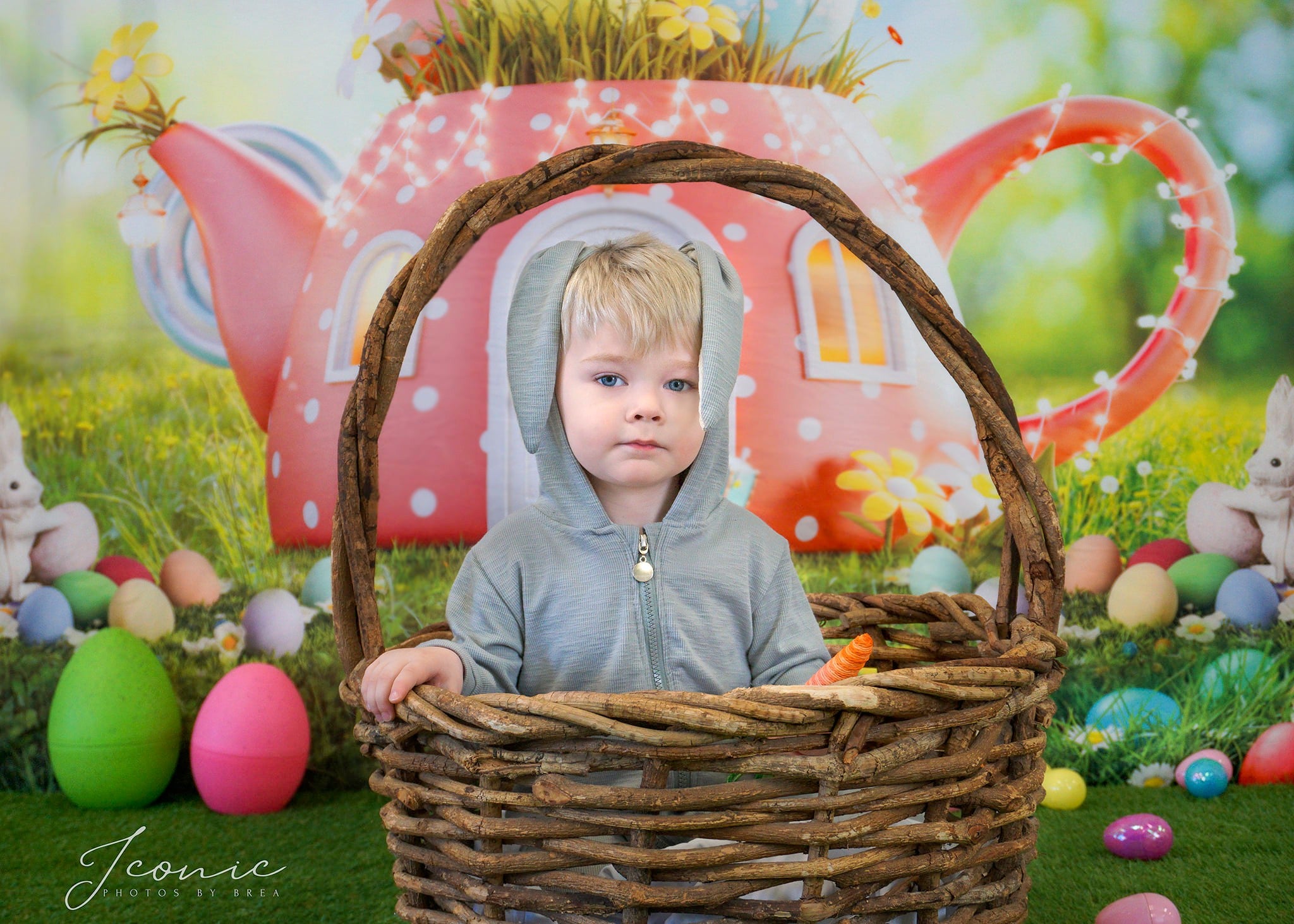 Kate Spring Backdrop Easter Day Cake Smash Teapot for Photography