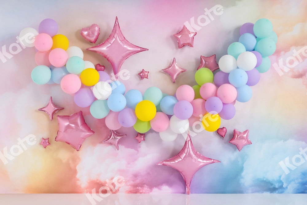Kate Fantasy Colorful Balloons Backdrop Cake Smash Designed by Emetselch