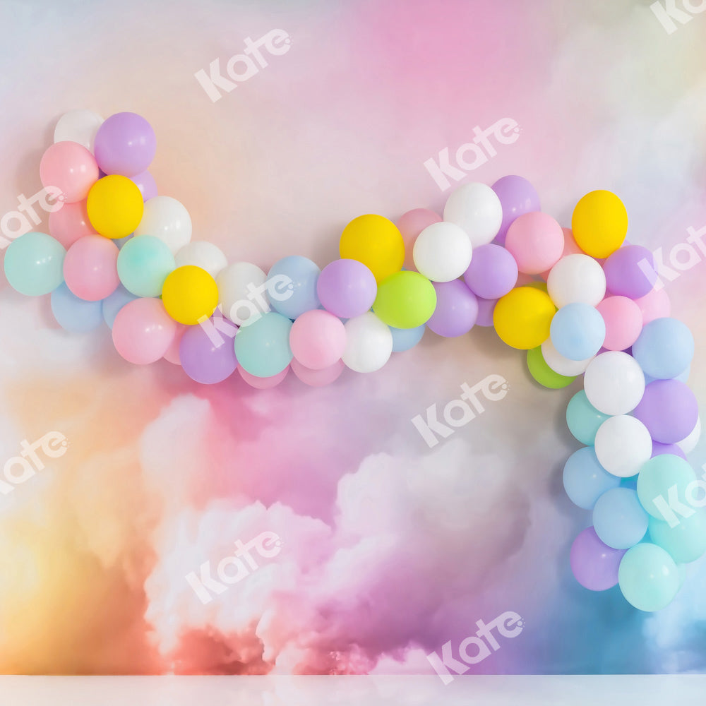 Kate Fantasy Colorful Clouds Backdrop Balloon Cake Smash Designed by Emetselch - Kate Backdrop AU