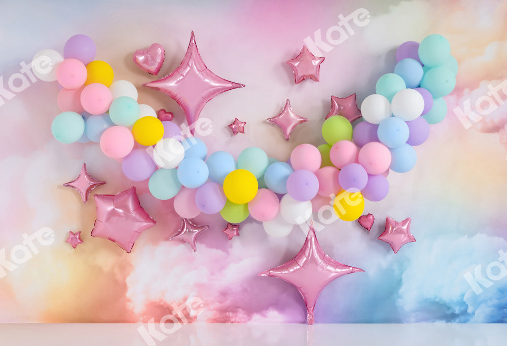 Kate Fantasy Colorful Balloons Backdrop Cake Smash Designed by Emetselch
