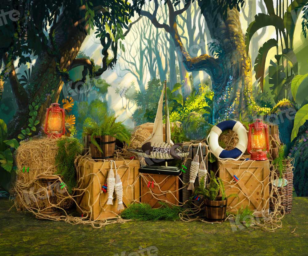 Kate Forest Fishnet Backdrop Grassland Jungle Designed by Emetselch - Kate Backdrop AU