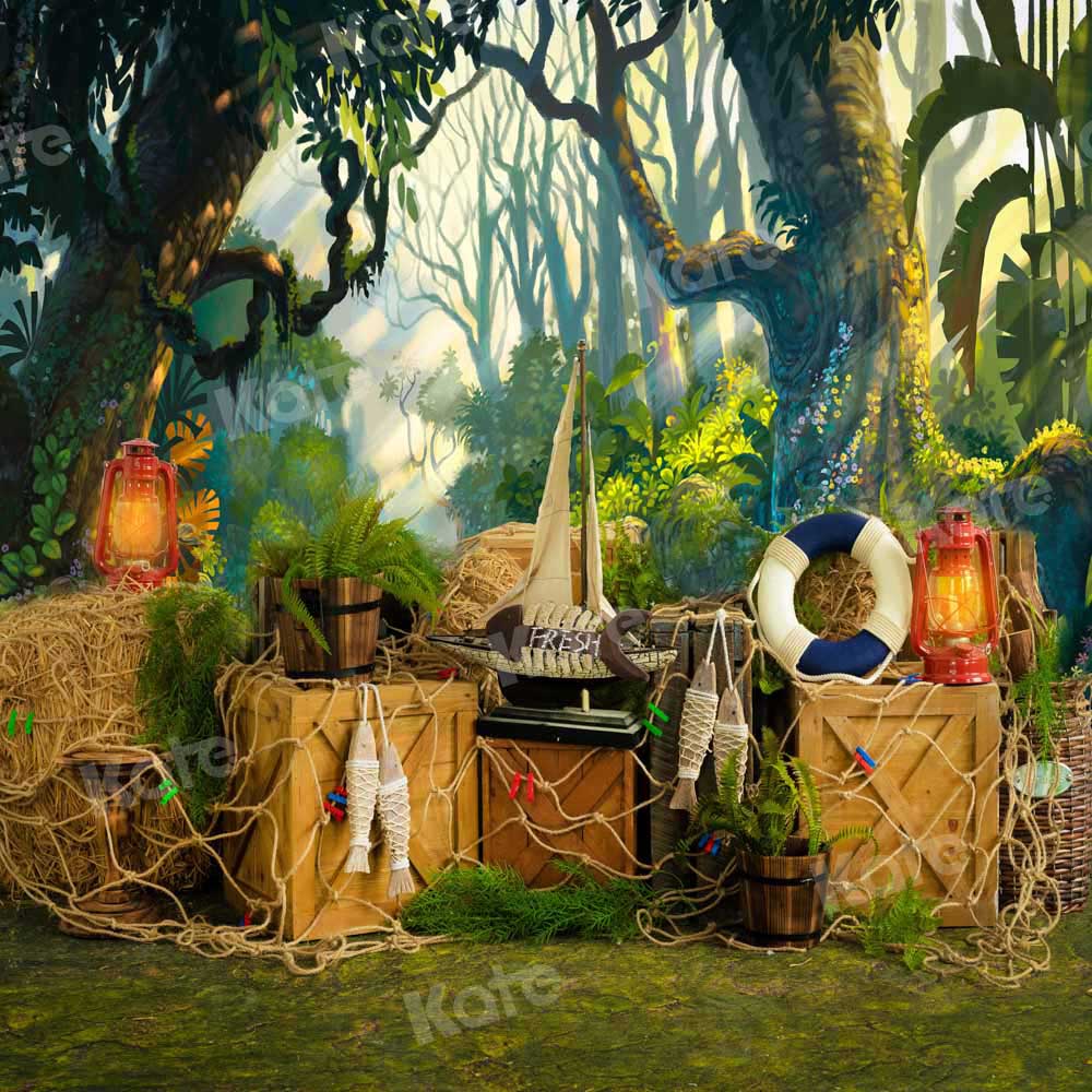 Kate Forest Fishnet Backdrop Grassland Jungle Designed by Emetselch - Kate Backdrop AU