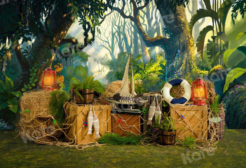 Kate Forest Fishnet Backdrop Grassland Jungle Designed by Emetselch - Kate Backdrop AU