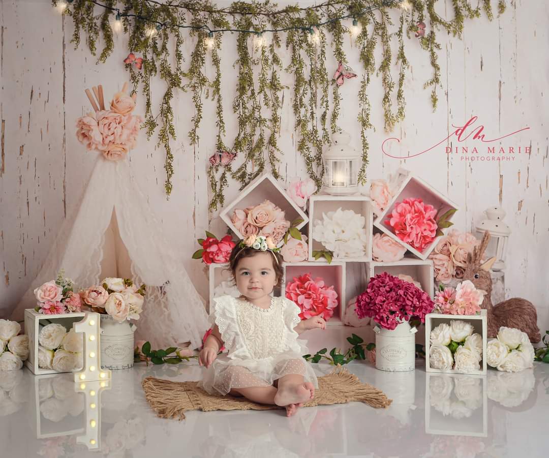 Kate Boho Floral Deer Backdrop Designed by Lisa B - Kate Backdrop AU