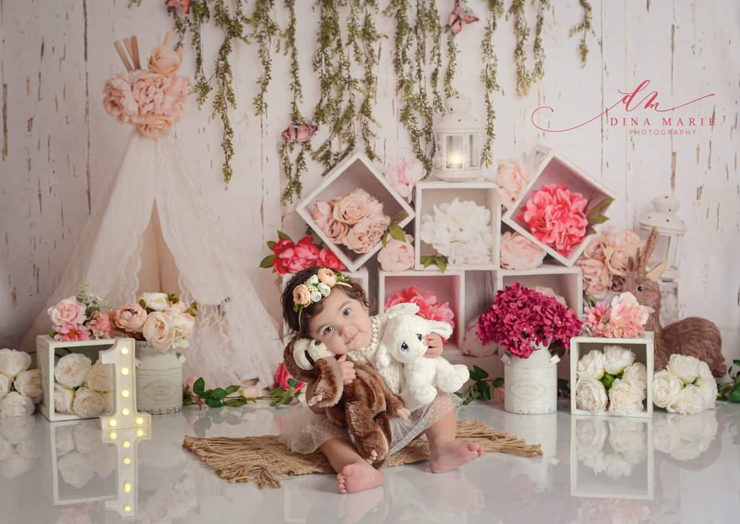 Kate Boho Floral Deer Backdrop Designed by Lisa B