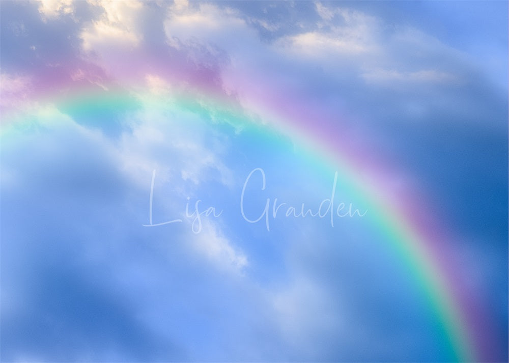 Kate Rainbow Backdrop Blue Sky White Clouds for Photography Designed by Lisa Granden