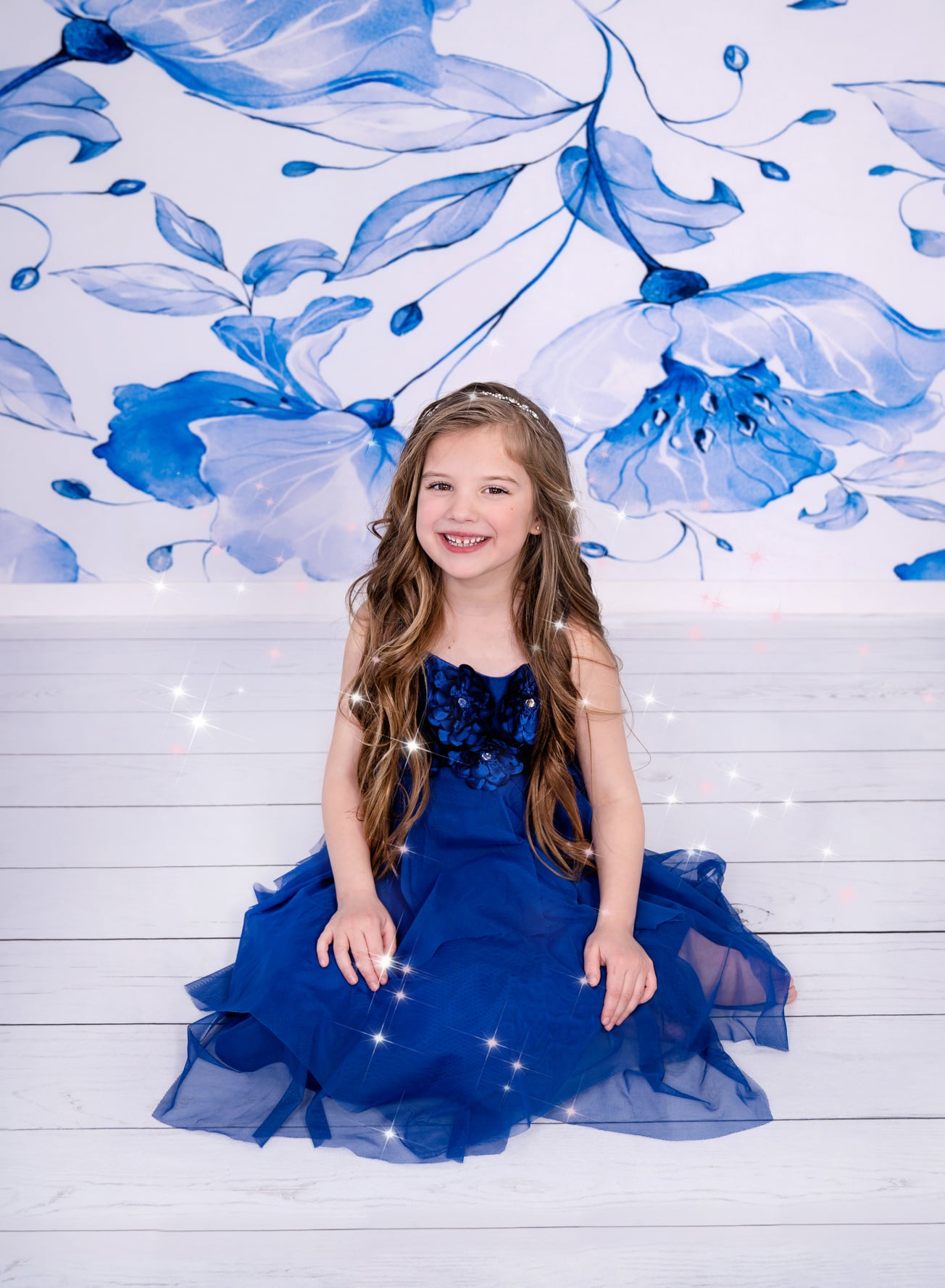 Kate Retro Blue Flower Backdrop for Photography - Kate Backdrop AU