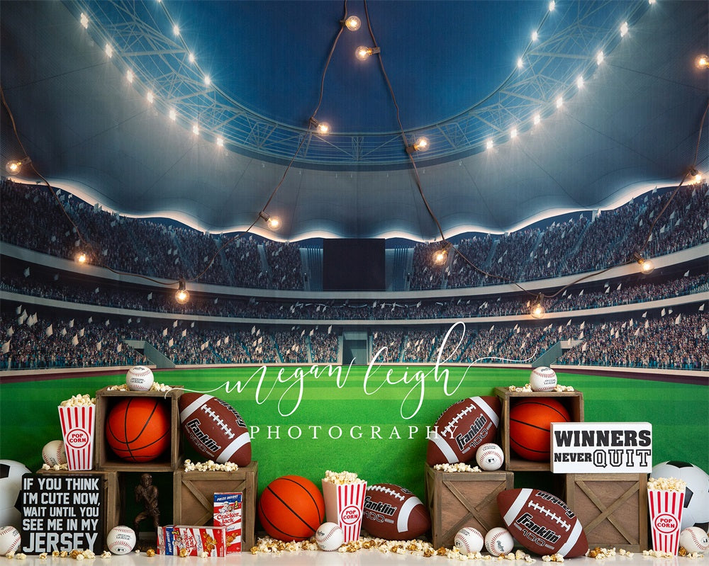 Kate Rookie Year Backdrop Stadium Popcorn for Photography Designed by Megan Leigh Photography