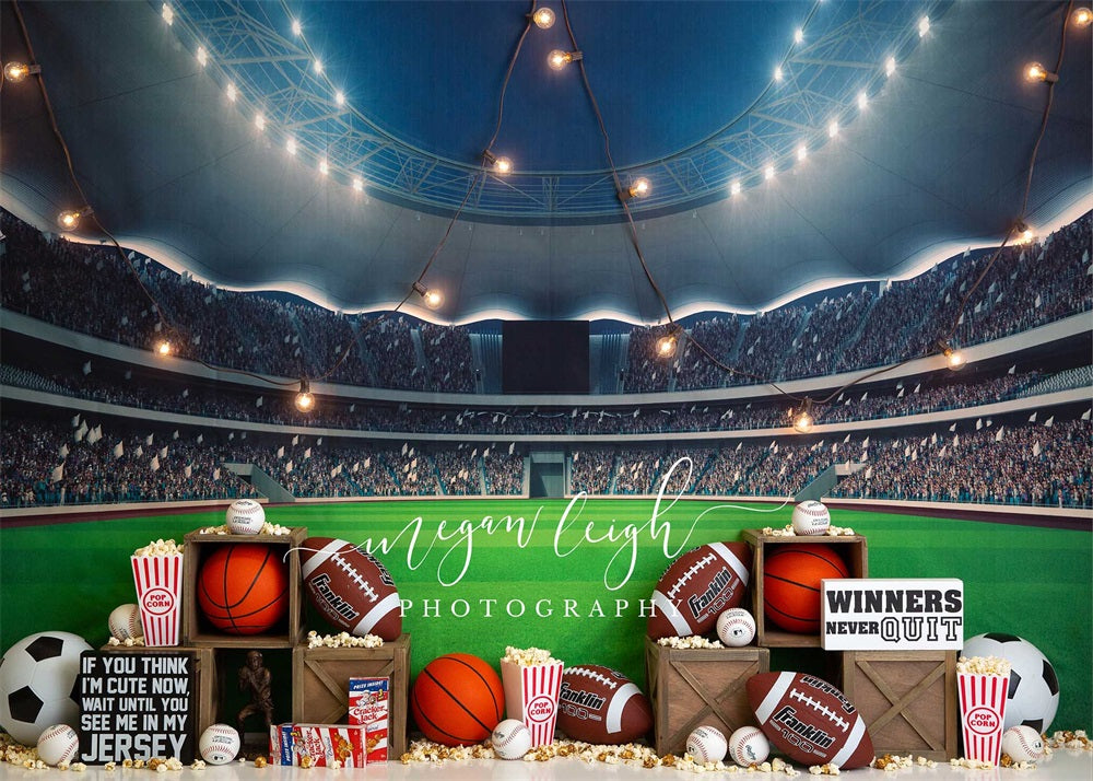 Kate Rookie Year Backdrop Stadium Popcorn for Photography Designed by Megan Leigh Photography - Kate Backdrop AU