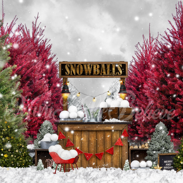 Kate Snowball Stand Backdrop Winter Snow Forest Designed by Mini MakeBelieve