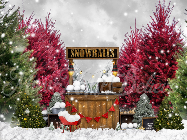 Kate Snowball Stand Backdrop Winter Snow Forest Designed by Mini MakeBelieve