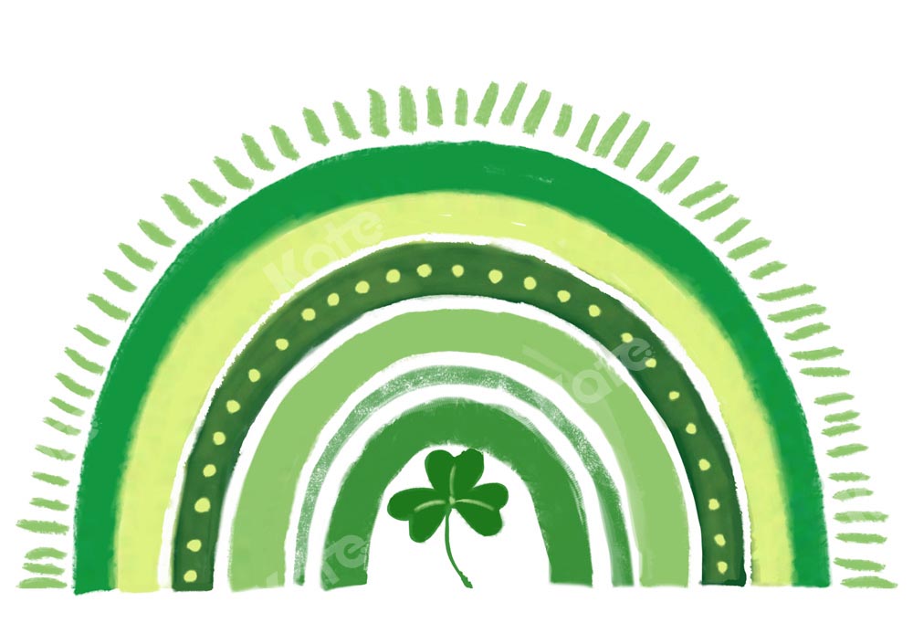 Kate St.Patrick's Day Backdrop Rainbow Green Lucky Clover Designed by GQ - Kate Backdrop AU