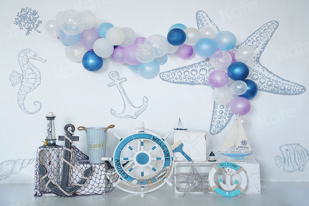 Kate Summer Backdrop Balloons Sea Go Sail for Photography