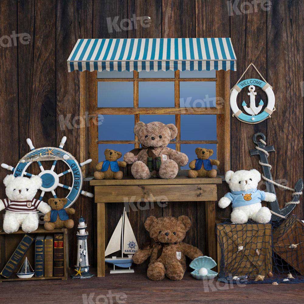 Kate Summer Backdrop Sailing Bear Wood Designed by Emetselch - Kate Backdrop AU