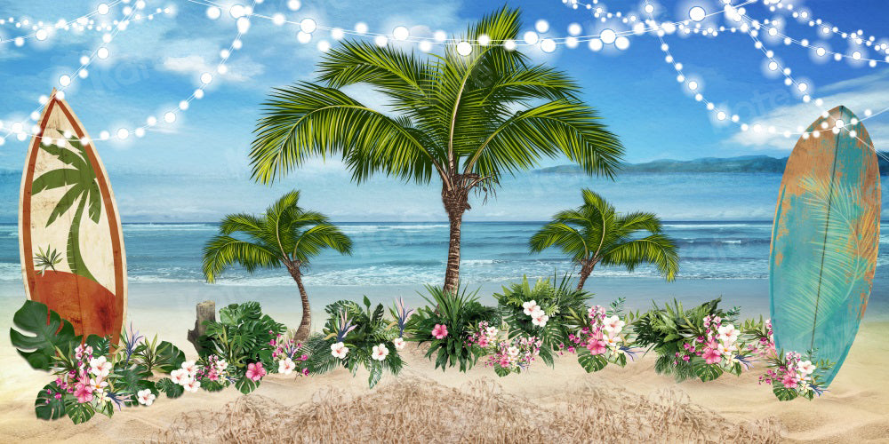 Kate Summer Seaside Backdrop Floral Surfboard Tree for Photography