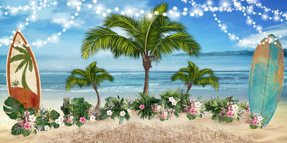 Kate Summer Seaside Backdrop Floral Surfboard Tree for Photography - Kate Backdrop AU