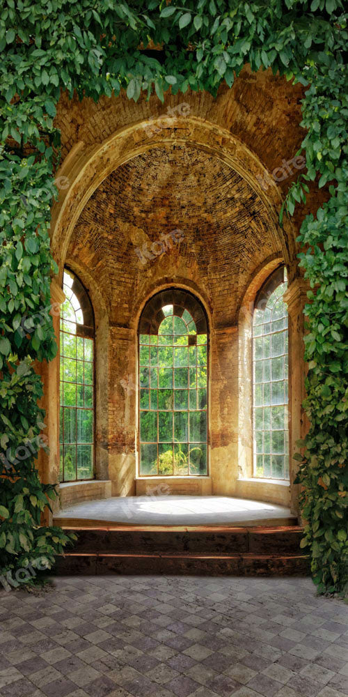 Kate Summer Window Backdrop Architecture Green Plants Designed by Chain Photography